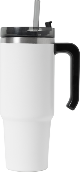 White steel thermo tumbler mockup, Png transparent